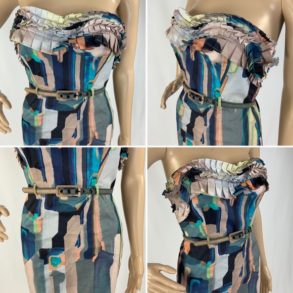 BNWOT CATHERINE MALANDRINO Watercolor strapless dress 4 - Picture 5 of 8